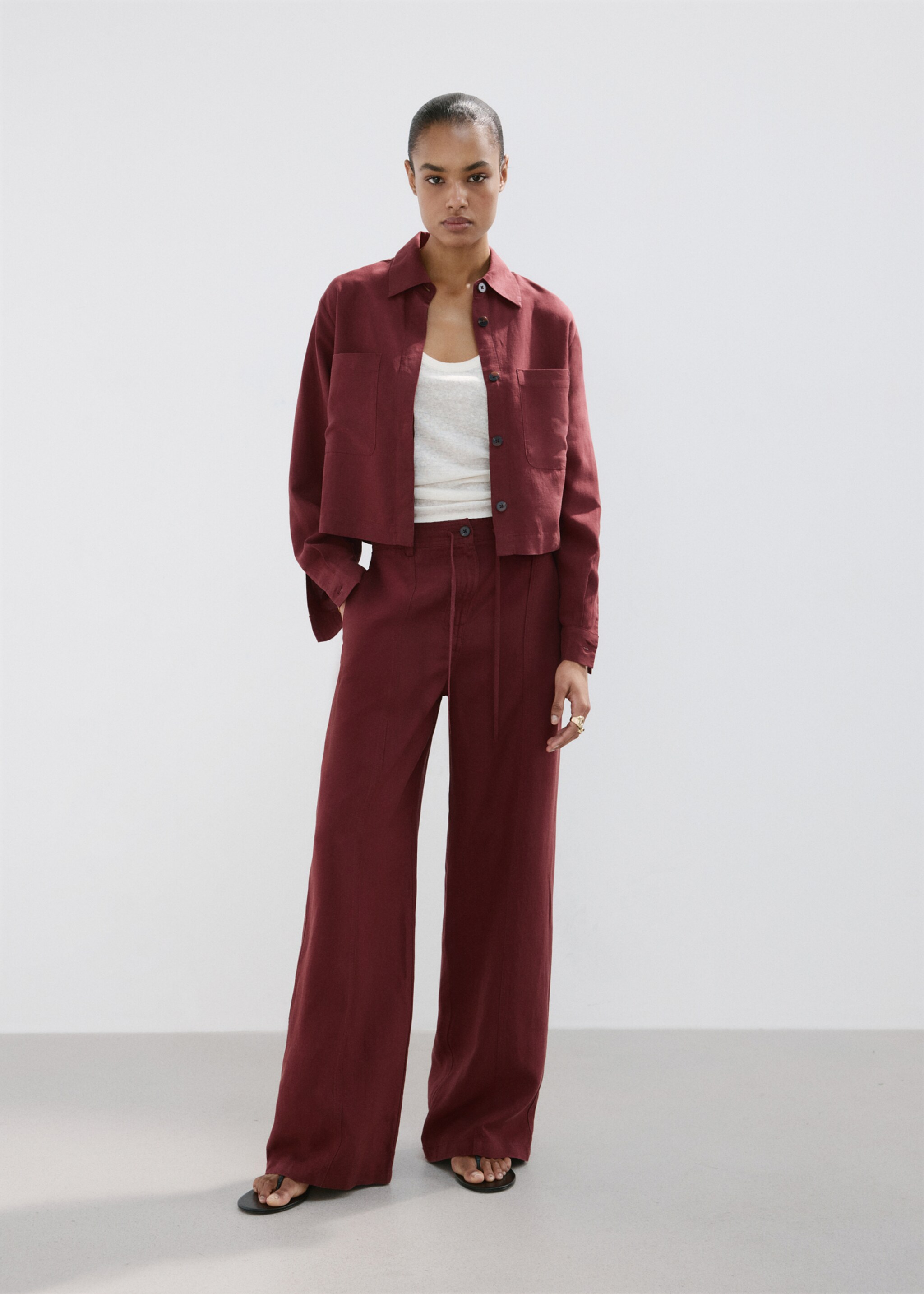 Pantalon droit Lyocell - Plan général, Orange brûlé. Ref: 27097780-00.