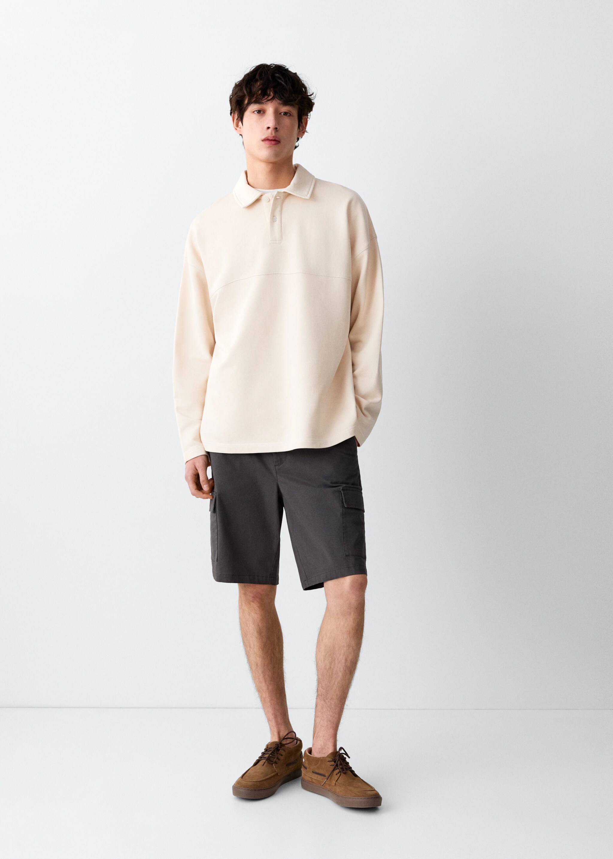Polo-neck sweatshirt - General plane, Beige. Ref: 27097786-00.