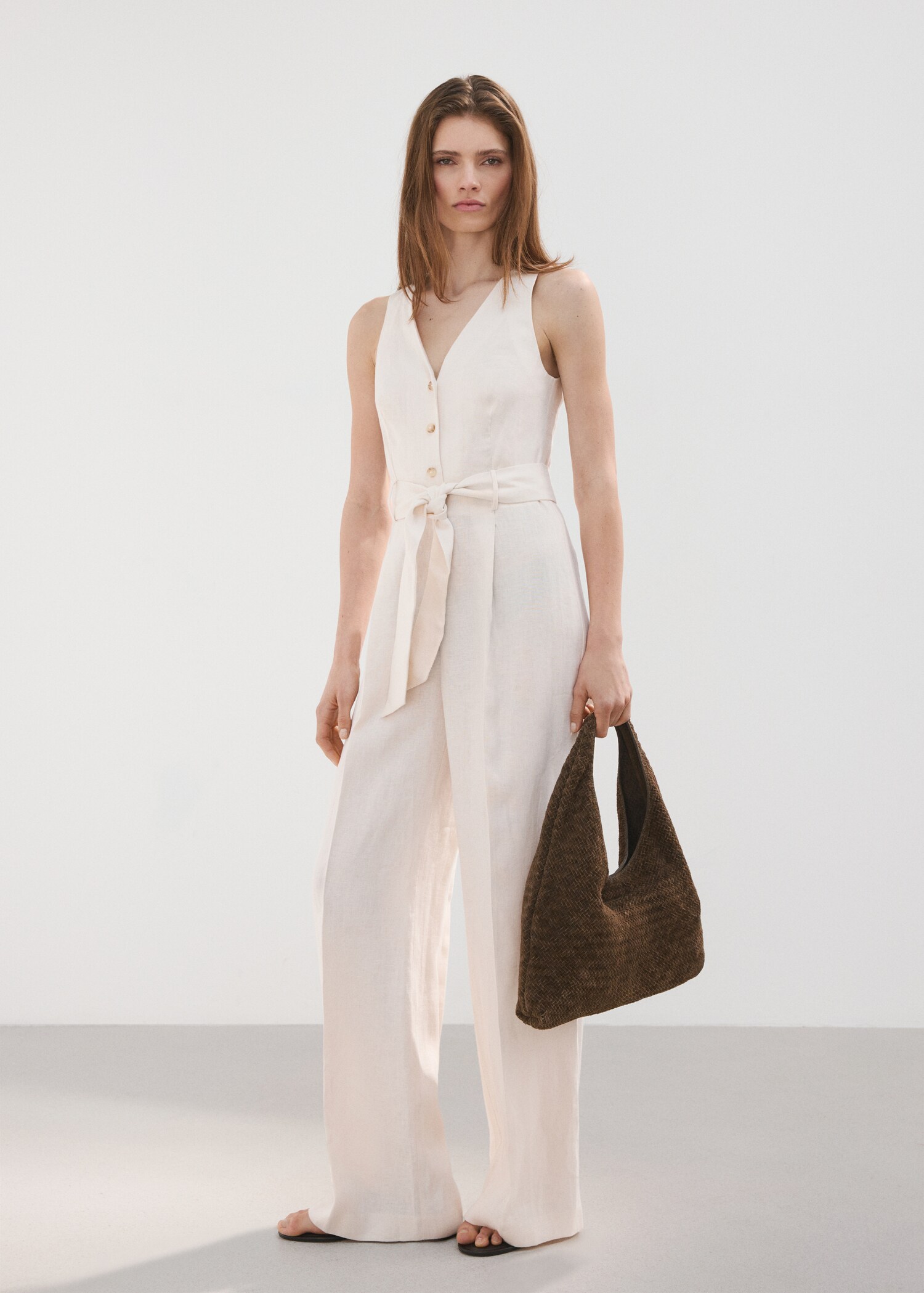 Belt linen jumpsuit - General plane