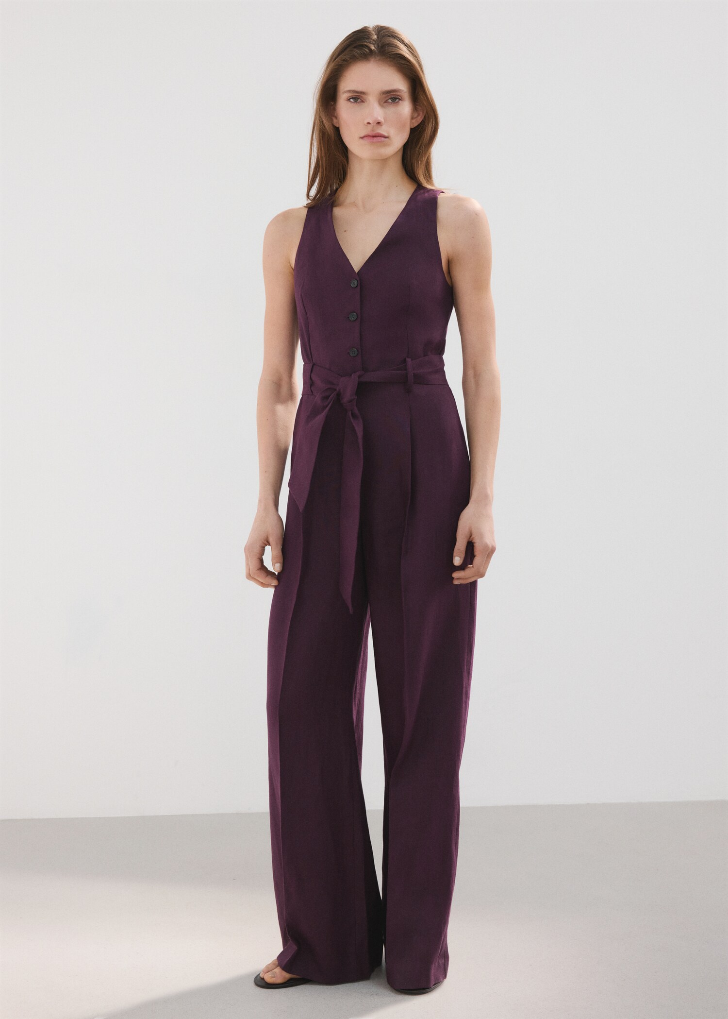 Belt linen jumpsuit - General plane