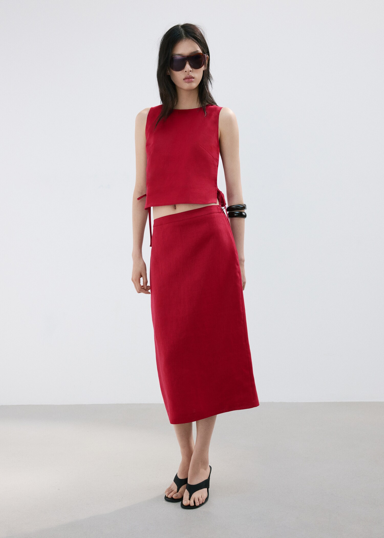 Linen midi skirt - General plane