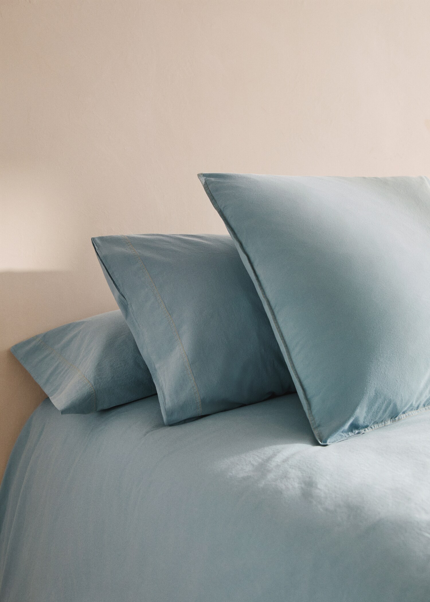 Bezug für Kinderkopfkissen aus gewaschener Baumwolle, doppelter Steppstich, 50 x 75 cm - Allgemeine Ansicht