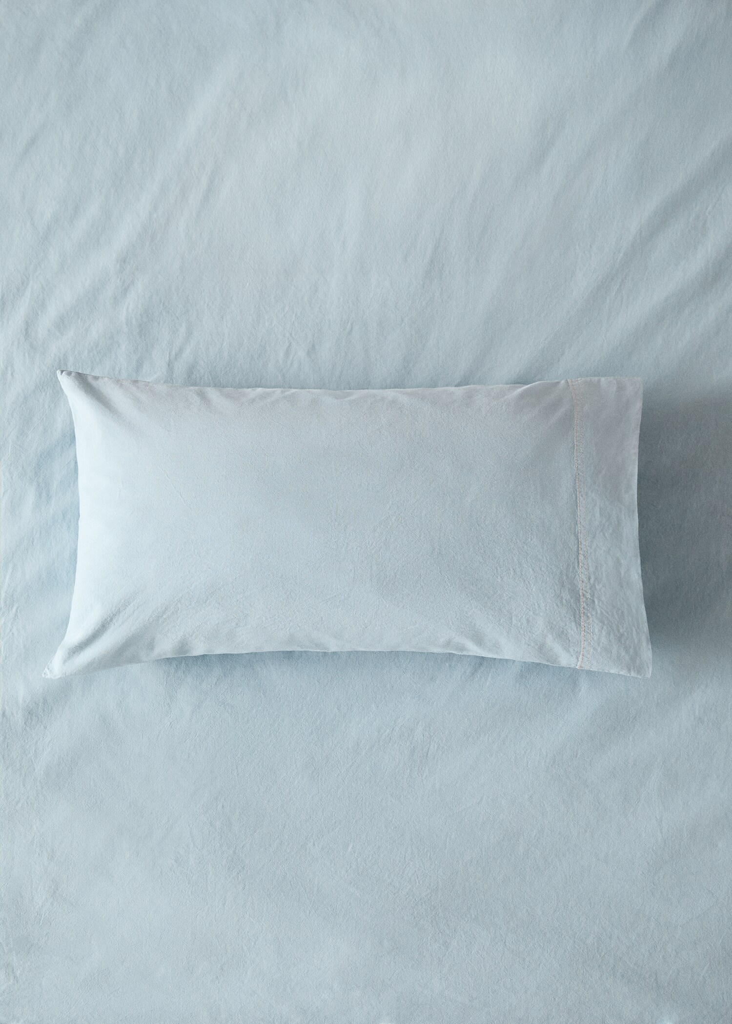 Kopfkissenbezug für Kinderbett aus gewaschener Baumwolle, doppelte Steppnaht, 30 x 50 cm - Allgemeine Ansicht