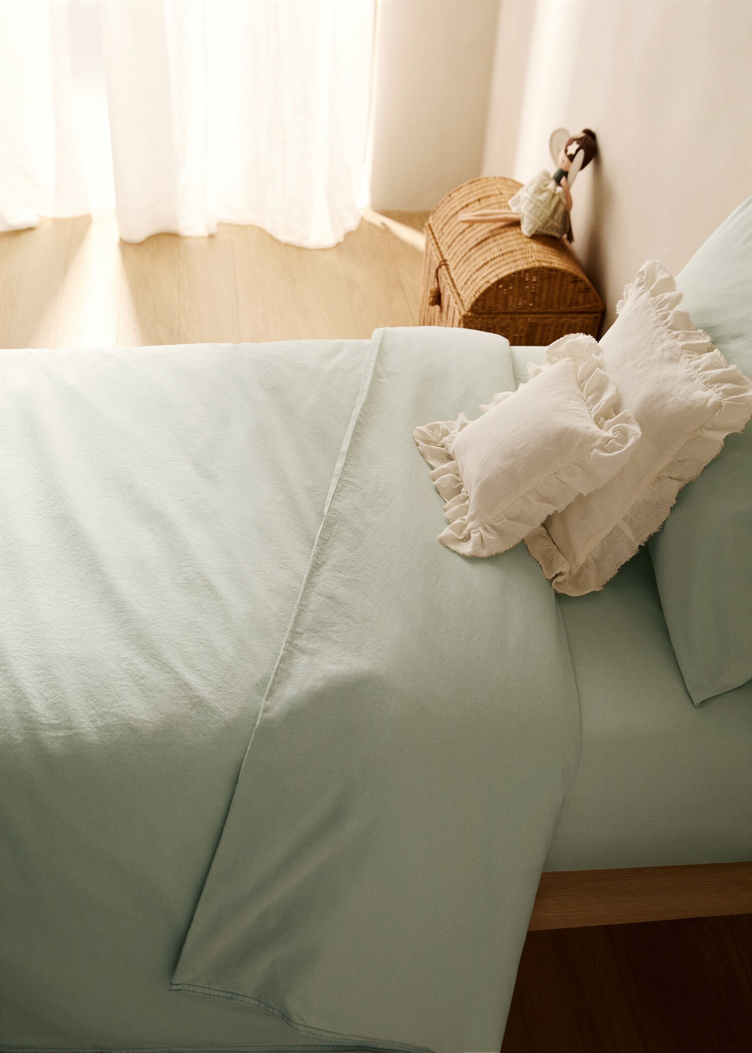 Funda nórdica infantil algodón lavado doble pespunte cama 90 cm - Plano general