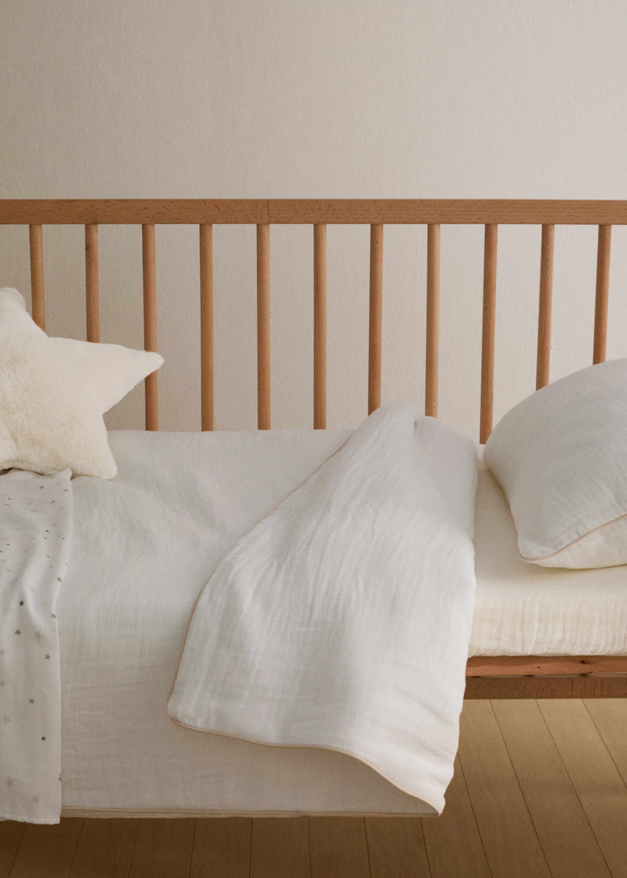 Chiffon cotton duvet cover with contrast piping for cot - General plane, White. Ref: 27184102-00.