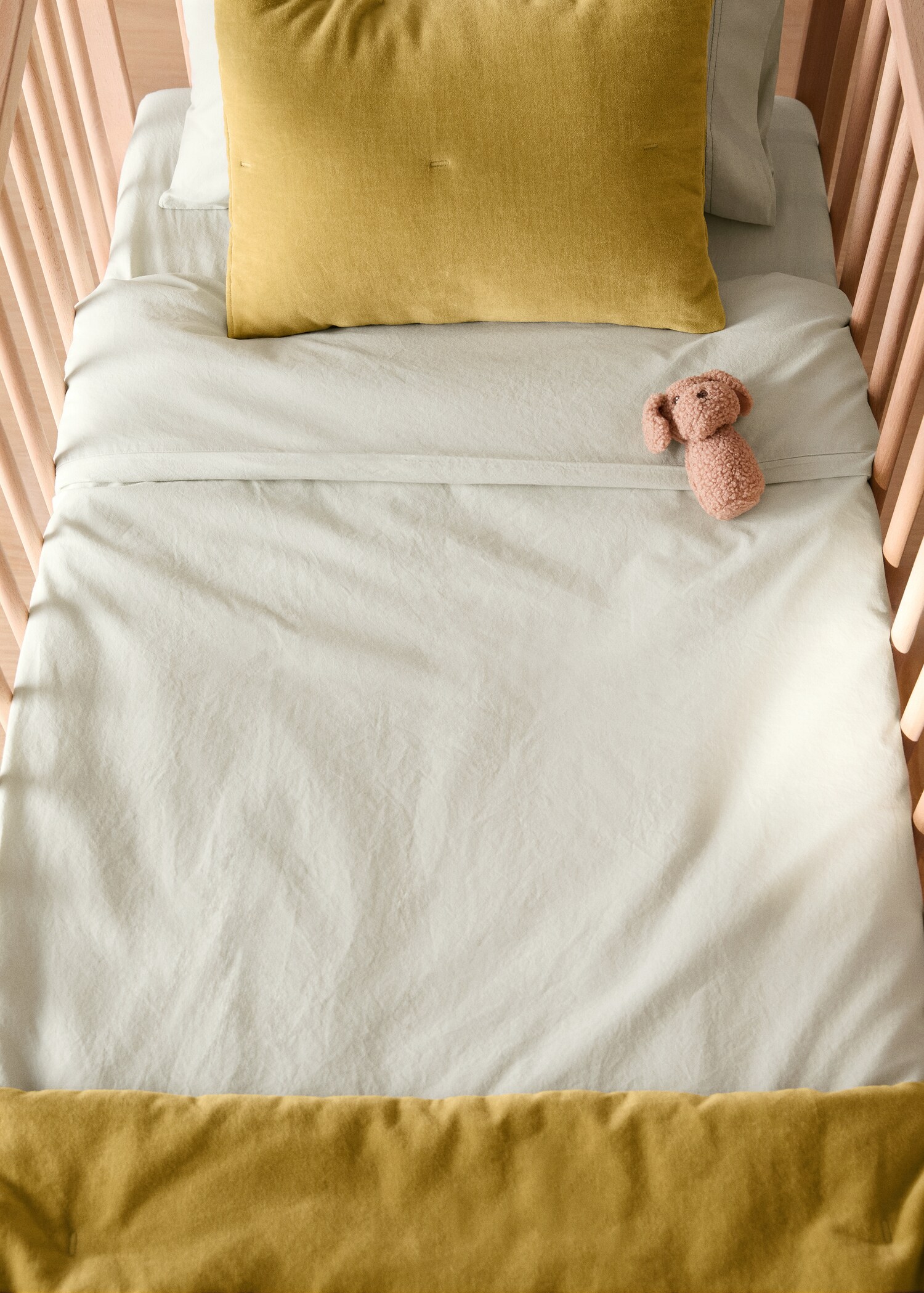 Funda nórdica cuna algodón lavado doble pespunte - Plano general