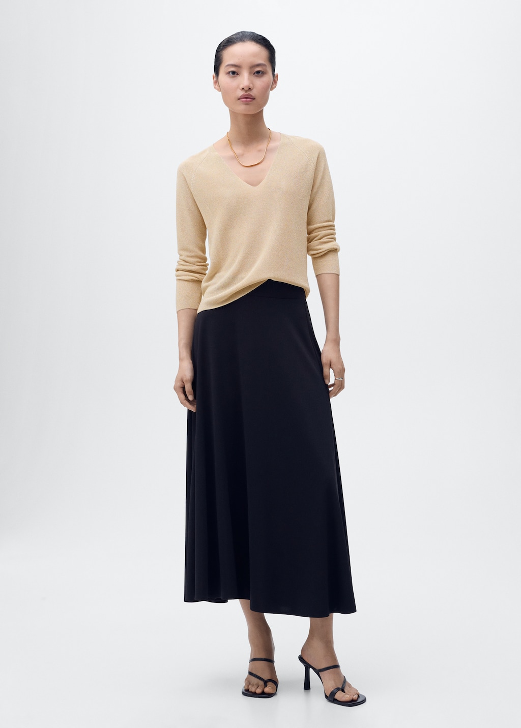 Mango V-neck lurex sweater