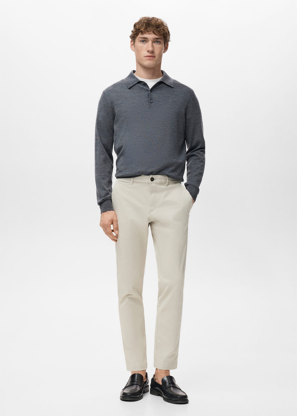 Mango Man Prato Cropped Tapered Chino Pants In Neutral