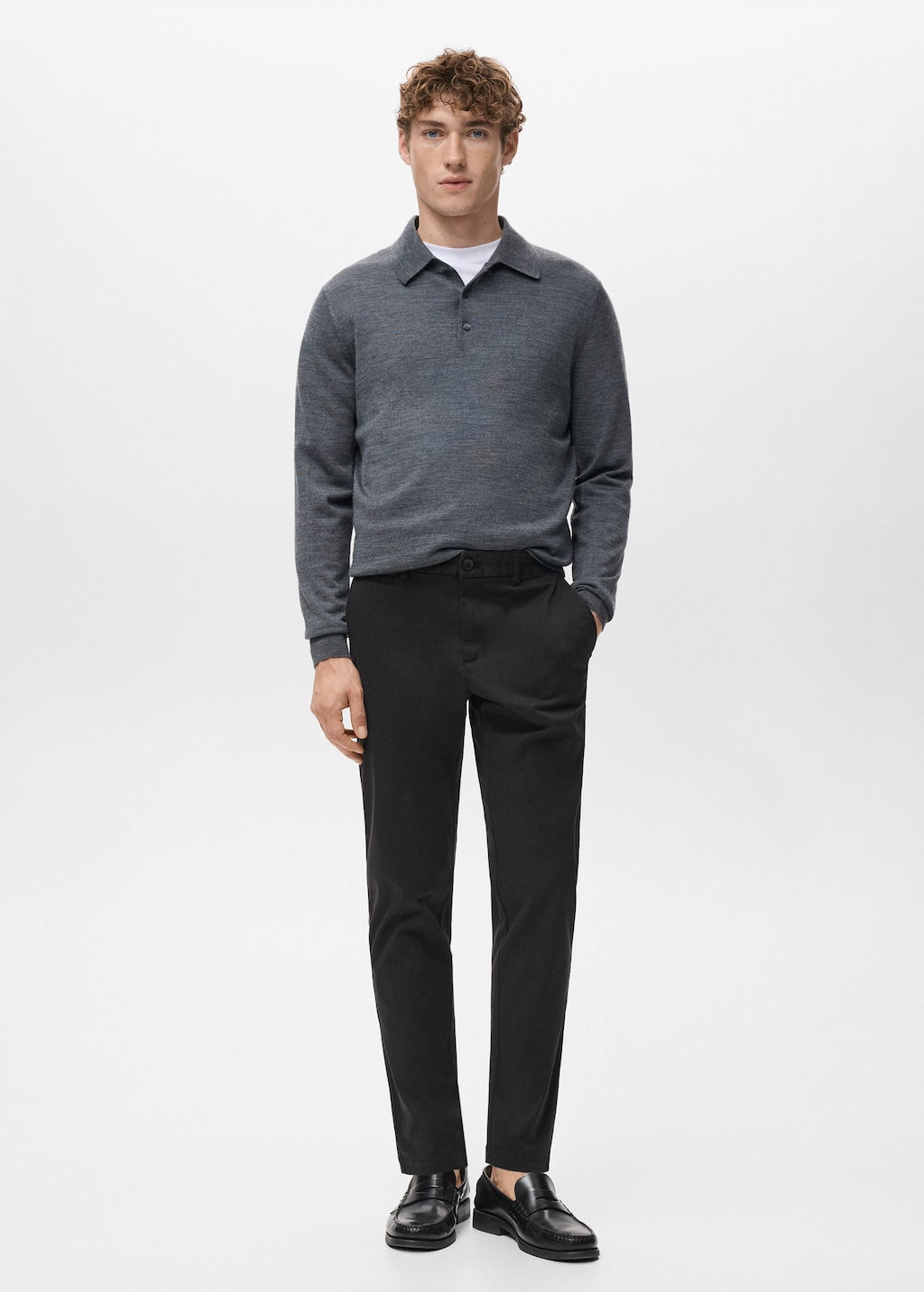 Mango Man Prato Cropped Tapered Chino Pants In Black