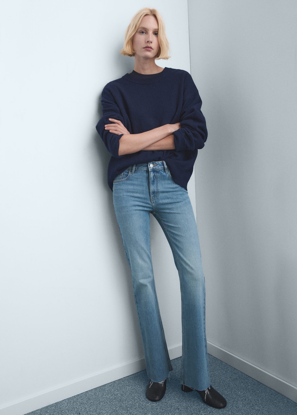 Mango Fiona Flared Mid-rise Jeans In Blue