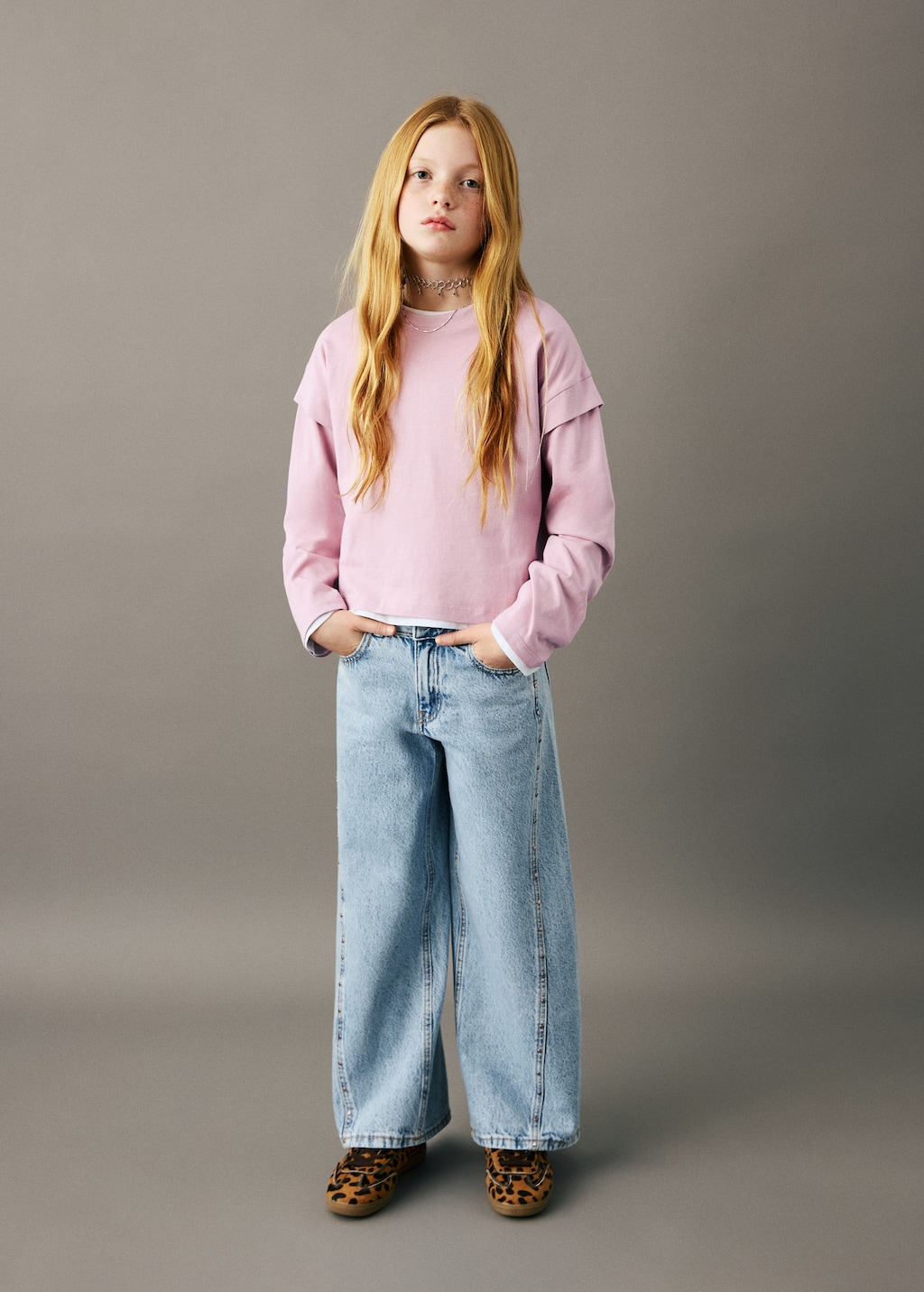 Mango Kids' Sleeve Detail T-shirt In Pink