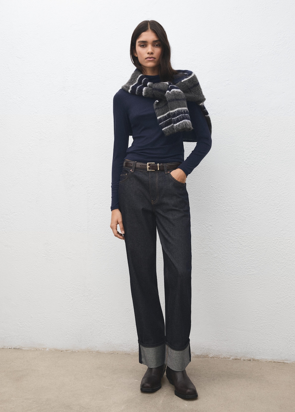 Mango Turtleneck T-shirt Navy In Blue