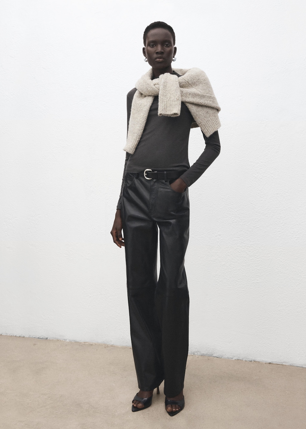 Mango Turtleneck T-shirt Grey In Gray