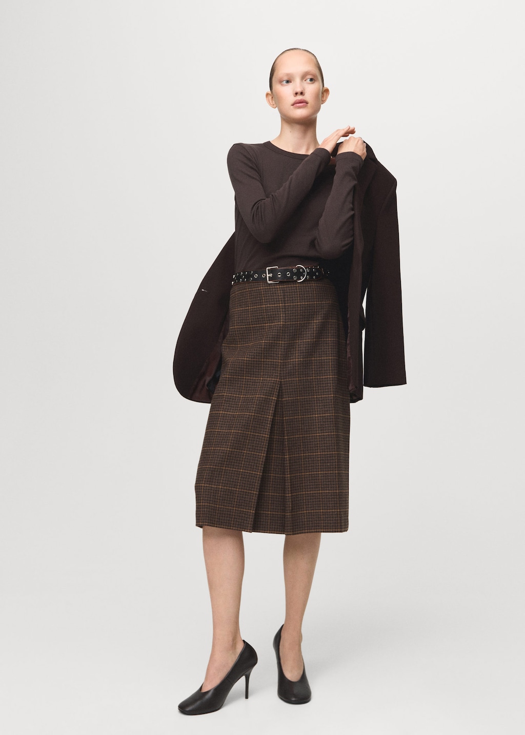 Mango Long Sleeve Cotton T-shirt Brown