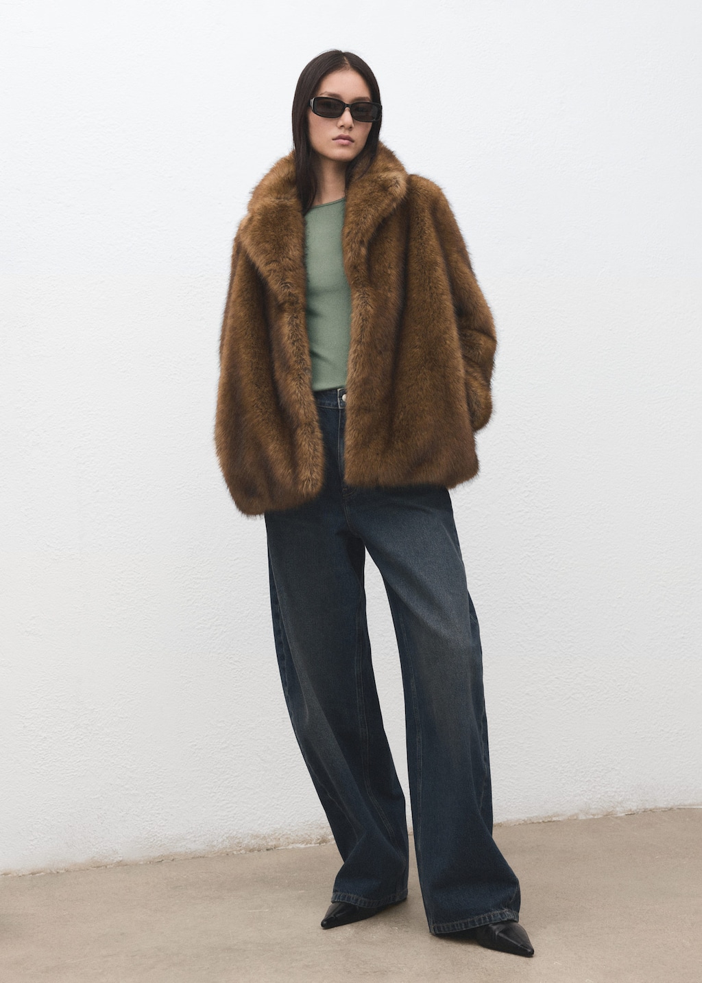 Mango Ribbed Long-sleeved T-shirt Khaki In Brown