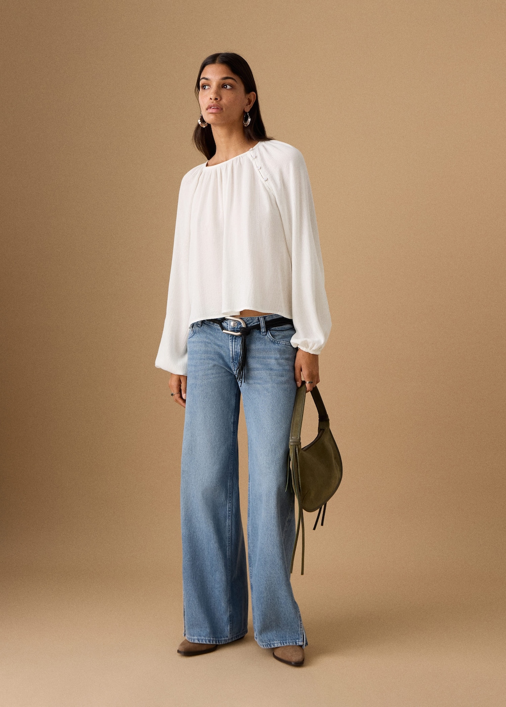 Mango Teen Blouse With Lurex Details Off White
