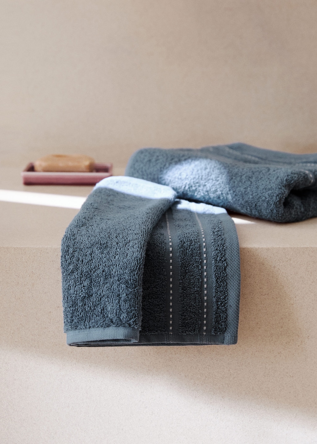 Mango Cotton Guest Towel With Embroidered Dots Blue