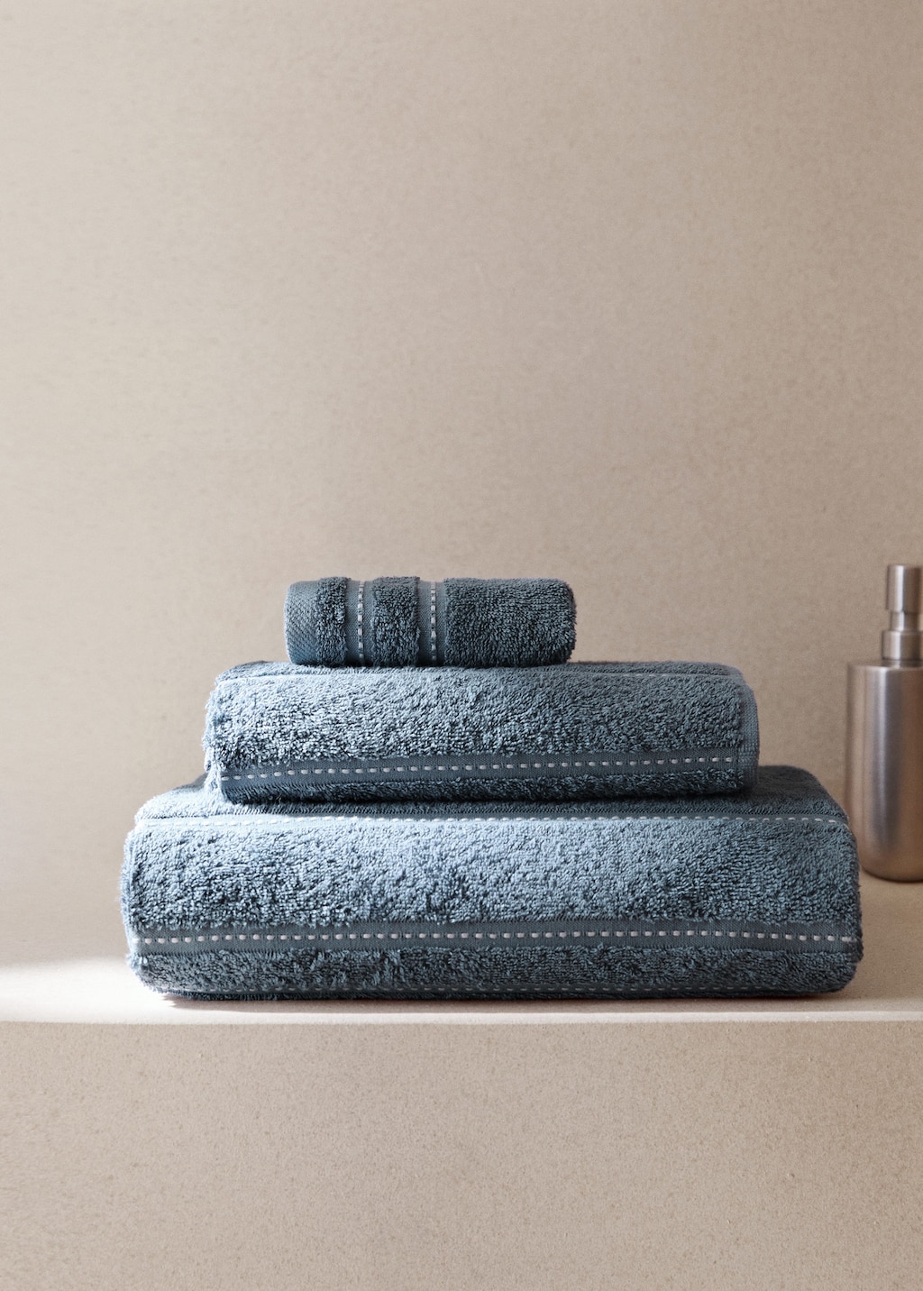 Mango Cotton Washbasin Towel With Embroidered Dots Blue