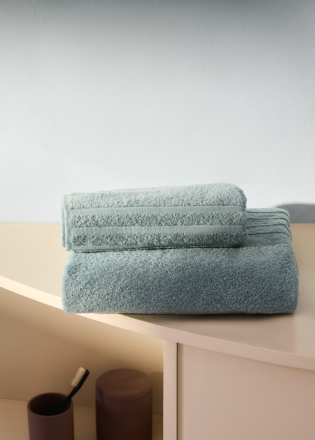 Mango Terry Cotton Towel Aqua Green In Blue