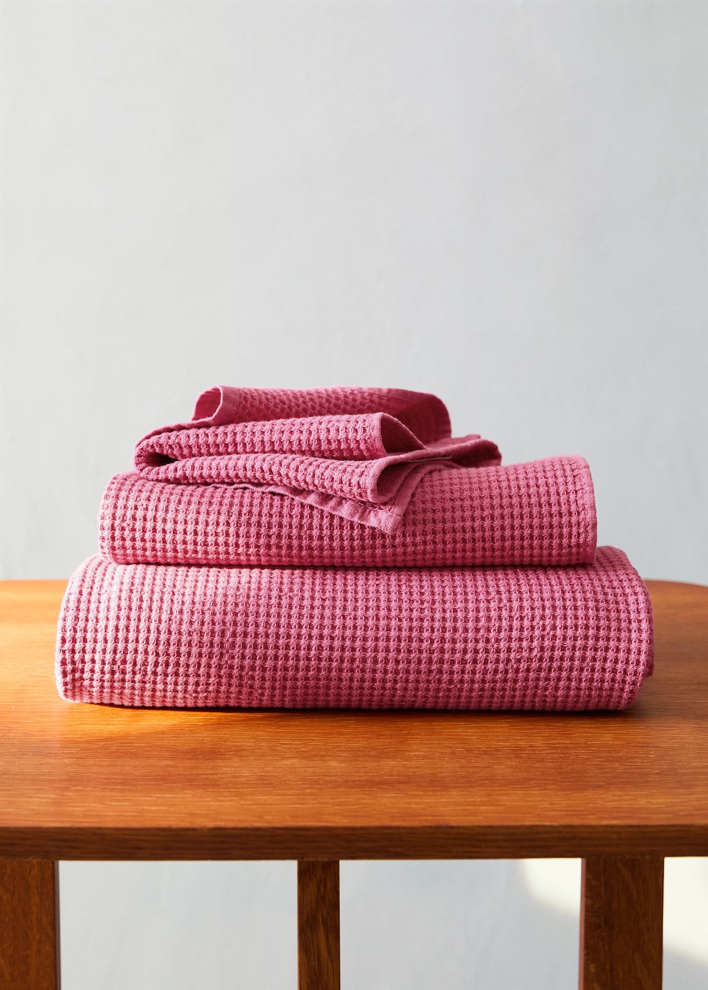 Mango Waffle Texture Washbasin Towel Medium Pink