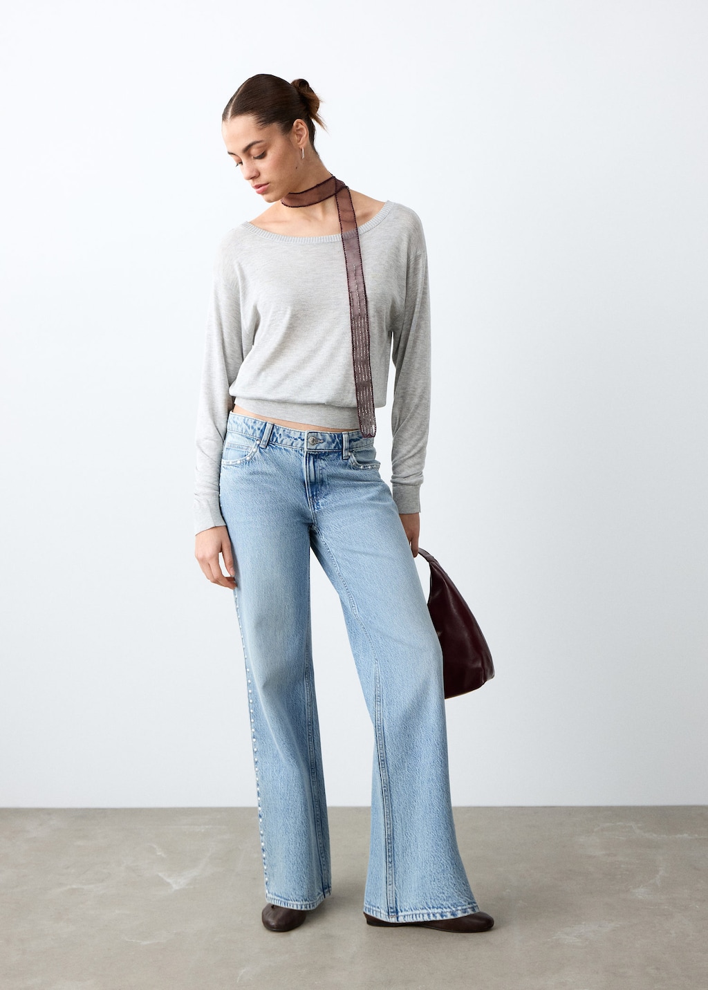 Mango Fine-knit Sweater Grey In Blue