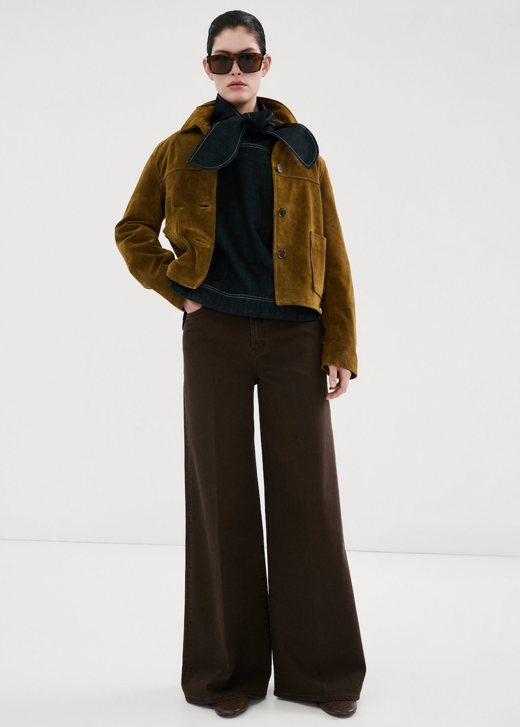 Mango High-waisted Wide Leg Jeans Chocolate In Brown