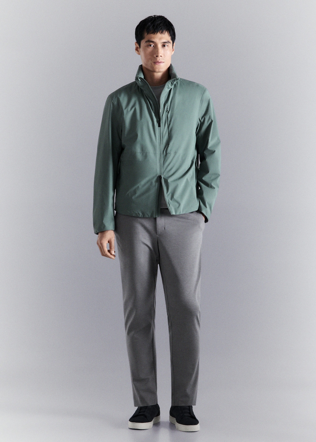 Mango Comfort Stretch Chino Trousers Grey In Green