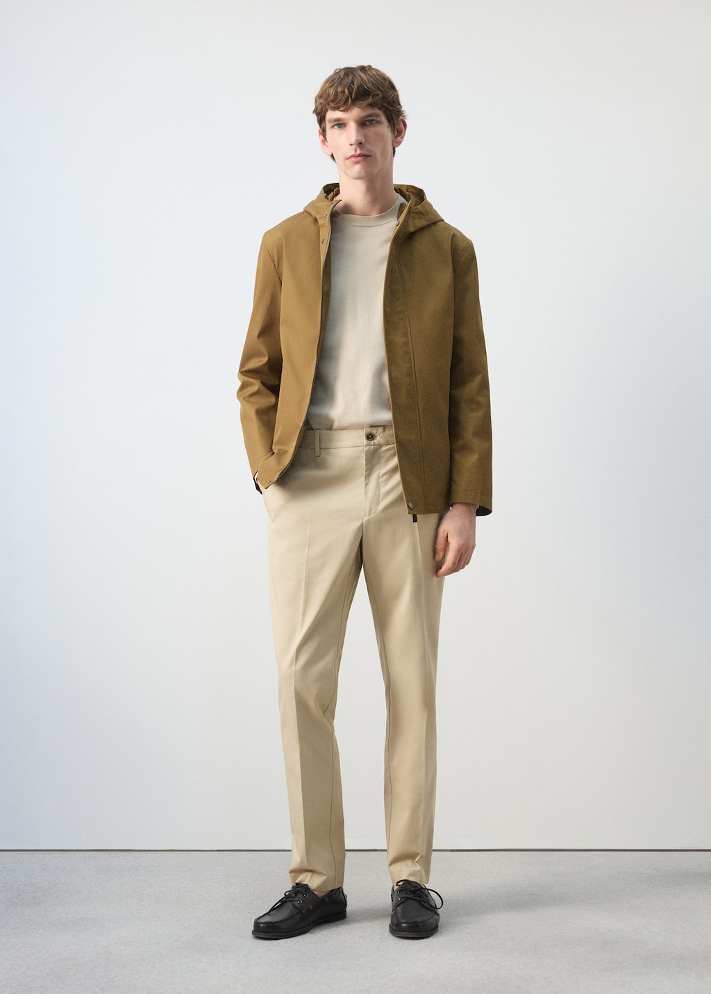 Mango Dublino Slim-fit Chino Trousers Beige In Green