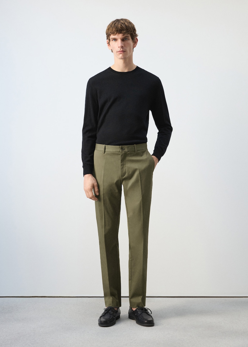 Mango Dublino Slim-fit Chino Trousers Olive Green