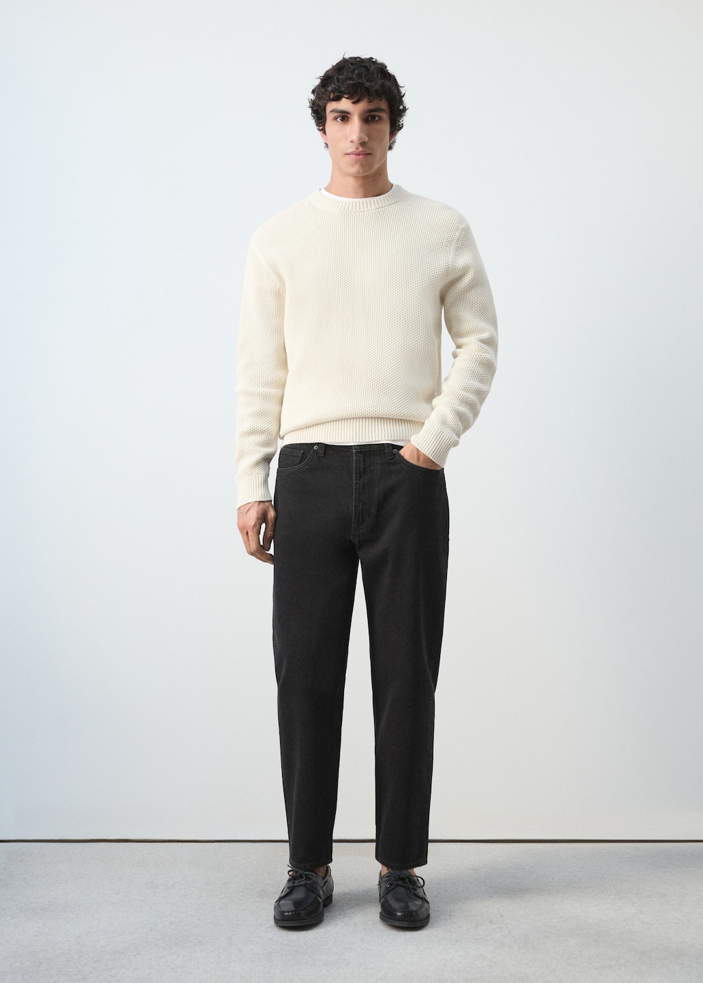 Mango Medium-knit Microstructure Sweater Ecru In White