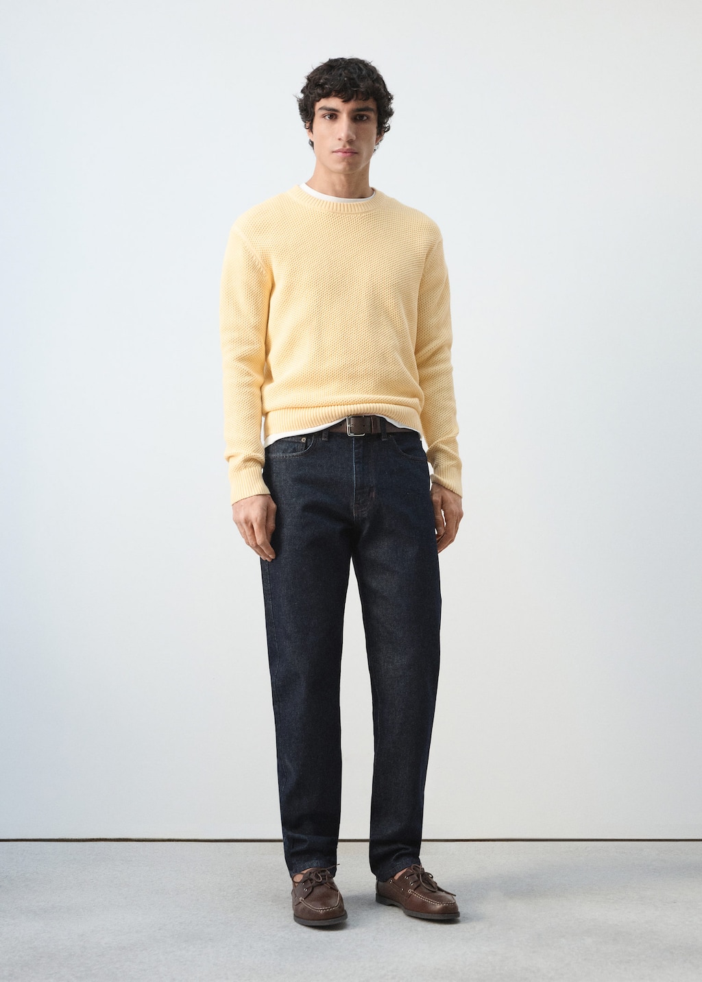 Mango Medium-knit Microstructure Sweater Pastel Yellow
