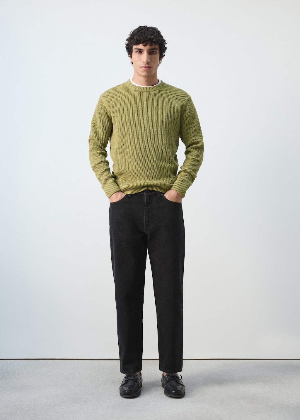 Mango Medium-knit Microstructure Sweater Green Apple