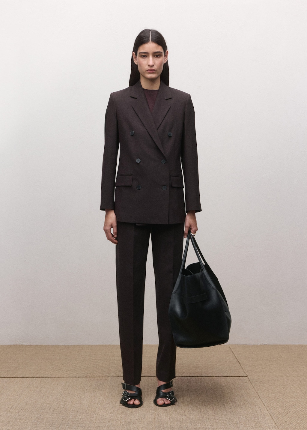 Mango Mid-rise Wool Suit Trousers Plum In Purple