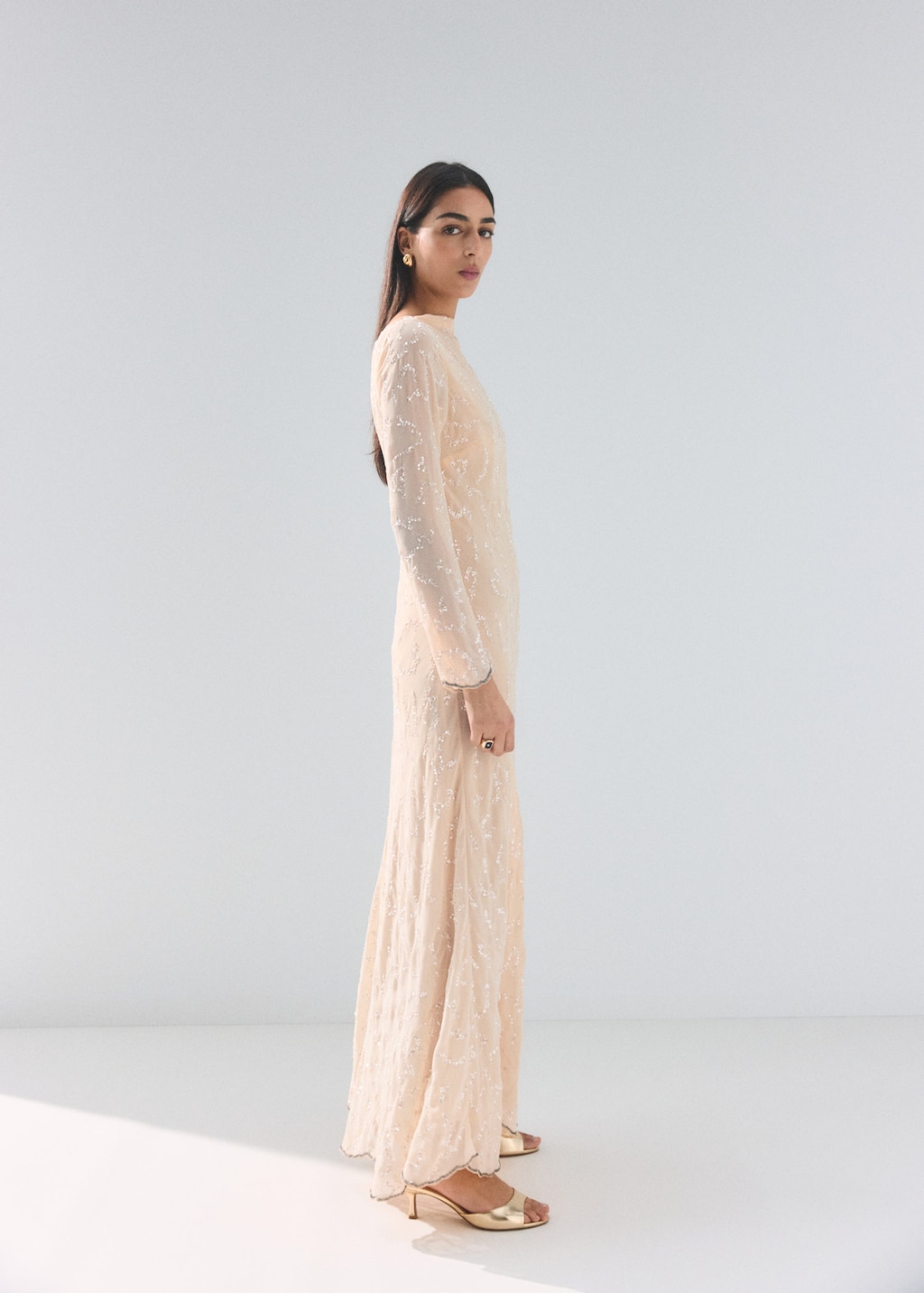 Mango Robe Sequins Dos Nu Écru - Femme - Xl -  In Neutral