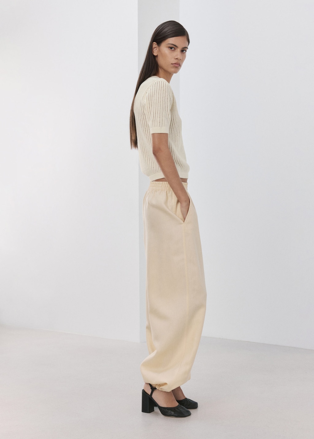 Mango Pull Maille Ajourée Manches Courtes Écru - Femme - Xl -  In Multi