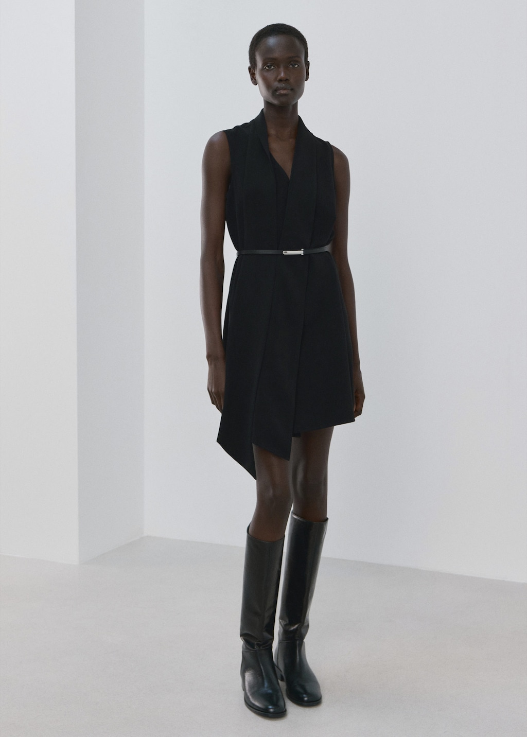 Mango Robe Foulard Avec Ceinture Noir - Femme - L -  In Black