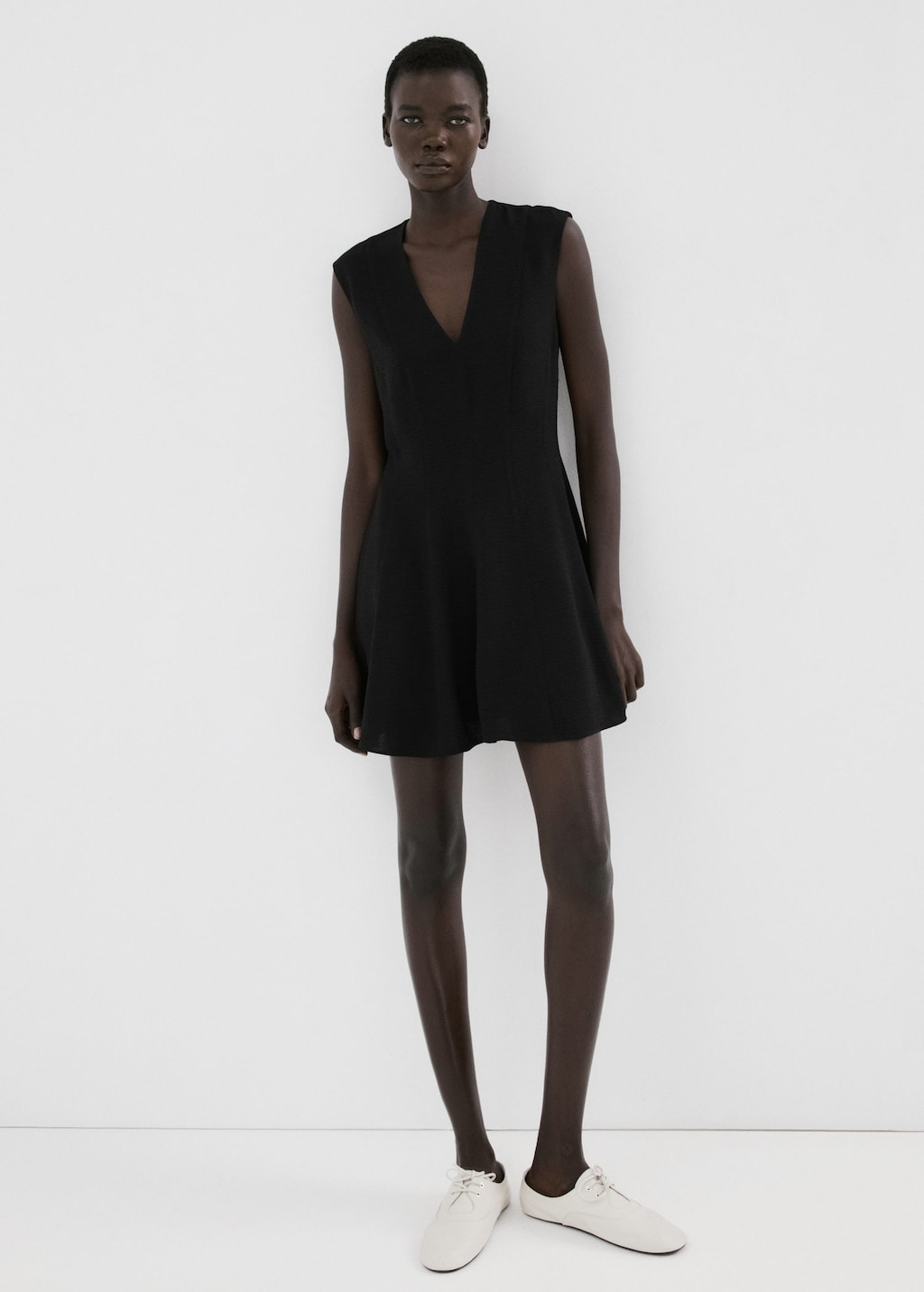 Mango Robe Volant Col En V Noir - Femme - M -  In Black