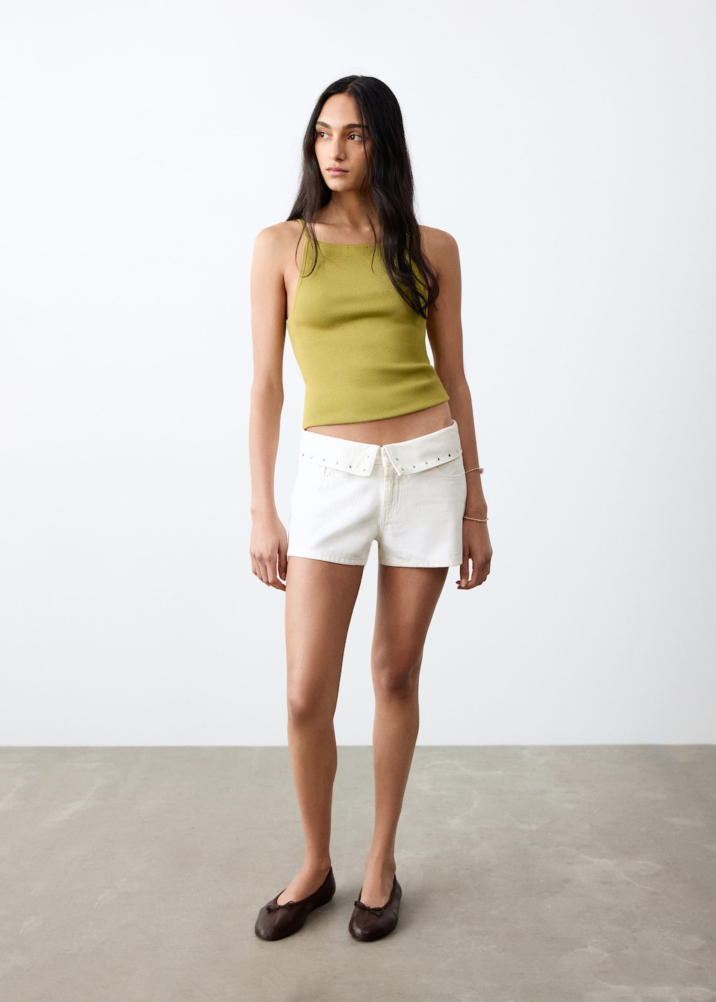 Mango Mini Shorts À Revers Avec Clous Blanc Cassé - Fille - 40 -  Teen In White
