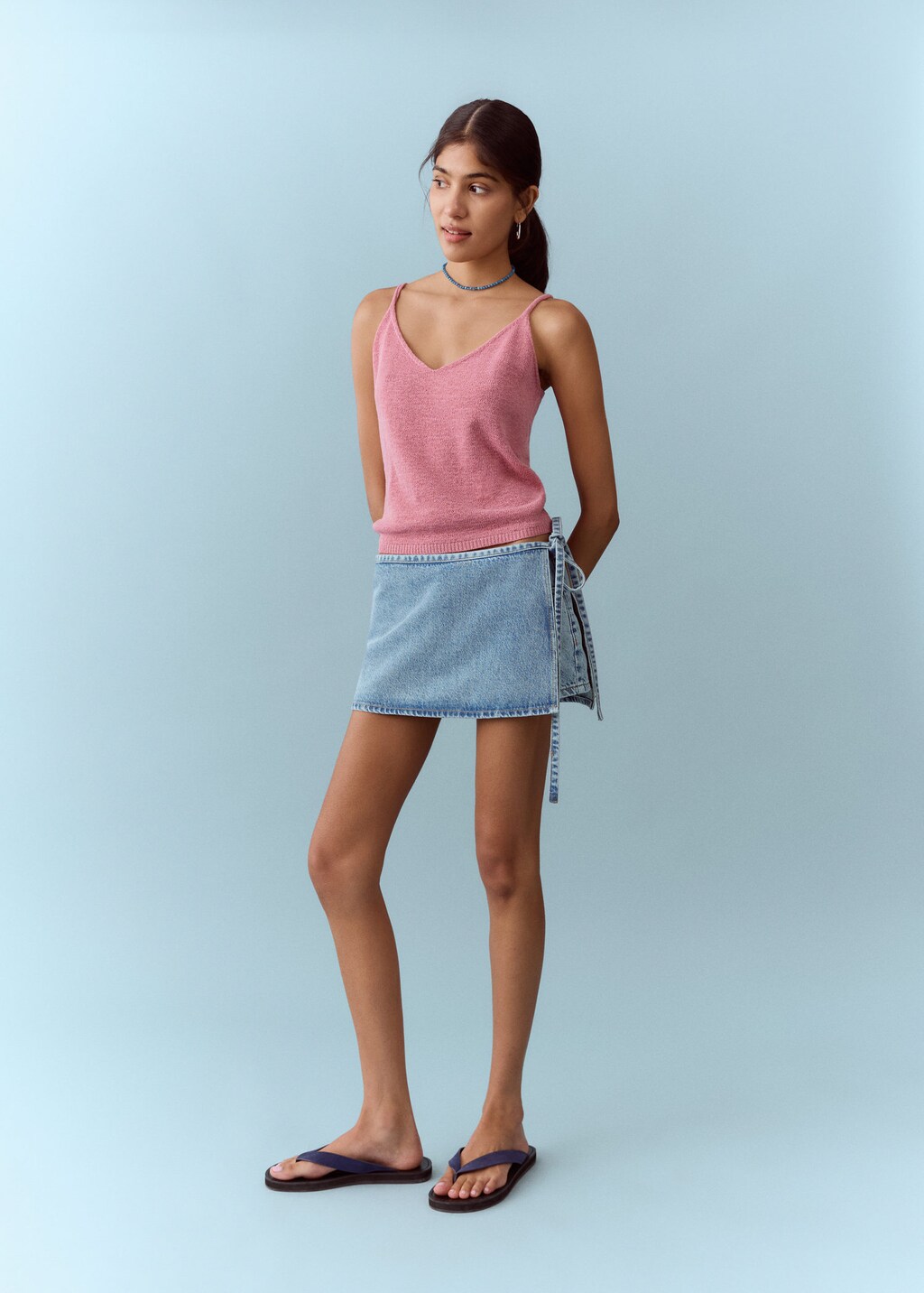 Mango Short Avec Détail De Foulard Amovible Bleu Clair - Fille - 42 -  Teen In Blue