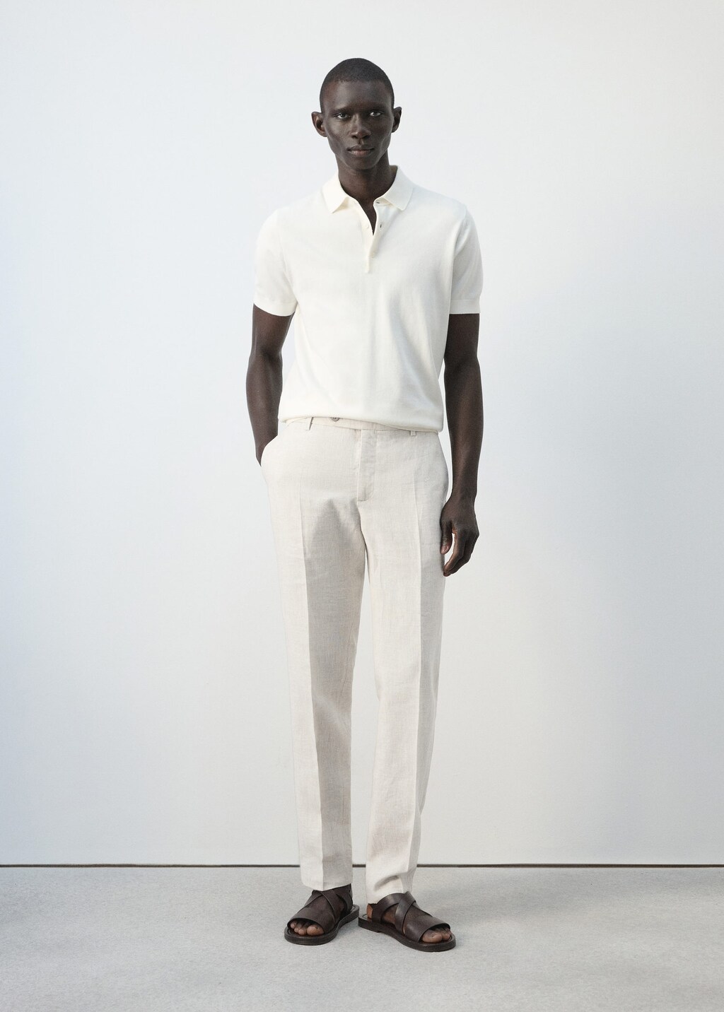 Mango Pantalon 100 % Lin Regular Fit Écru - Homme - 46 -  Man In Neutral