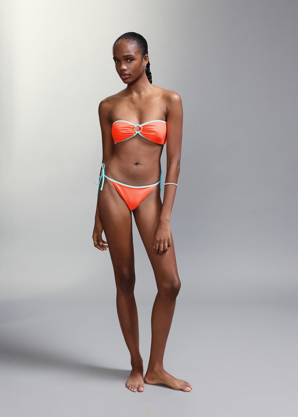 Mango Bikini Bandeau Culotte Couvrance Moyenne Orange - Fille - M -  Teen