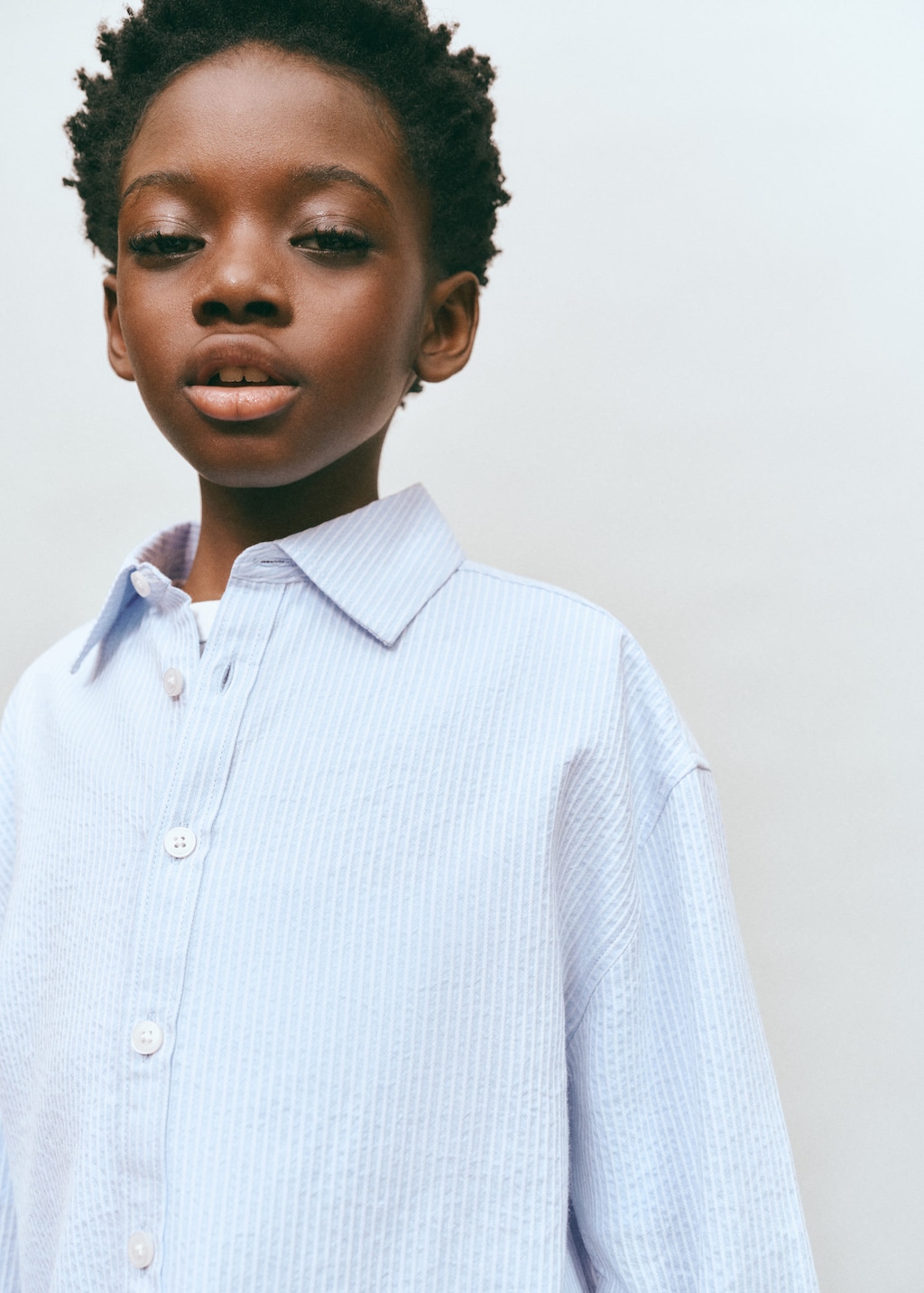 Mango Kids' 100% Cotton Striped Shirt In Sky Blue