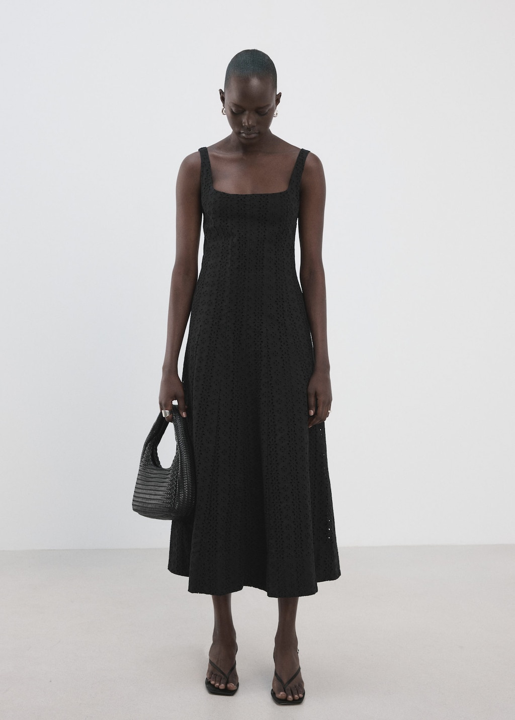 Mango Robe Évasée Ajourée Et Brodée Noir - Femme - Xl -  In Black