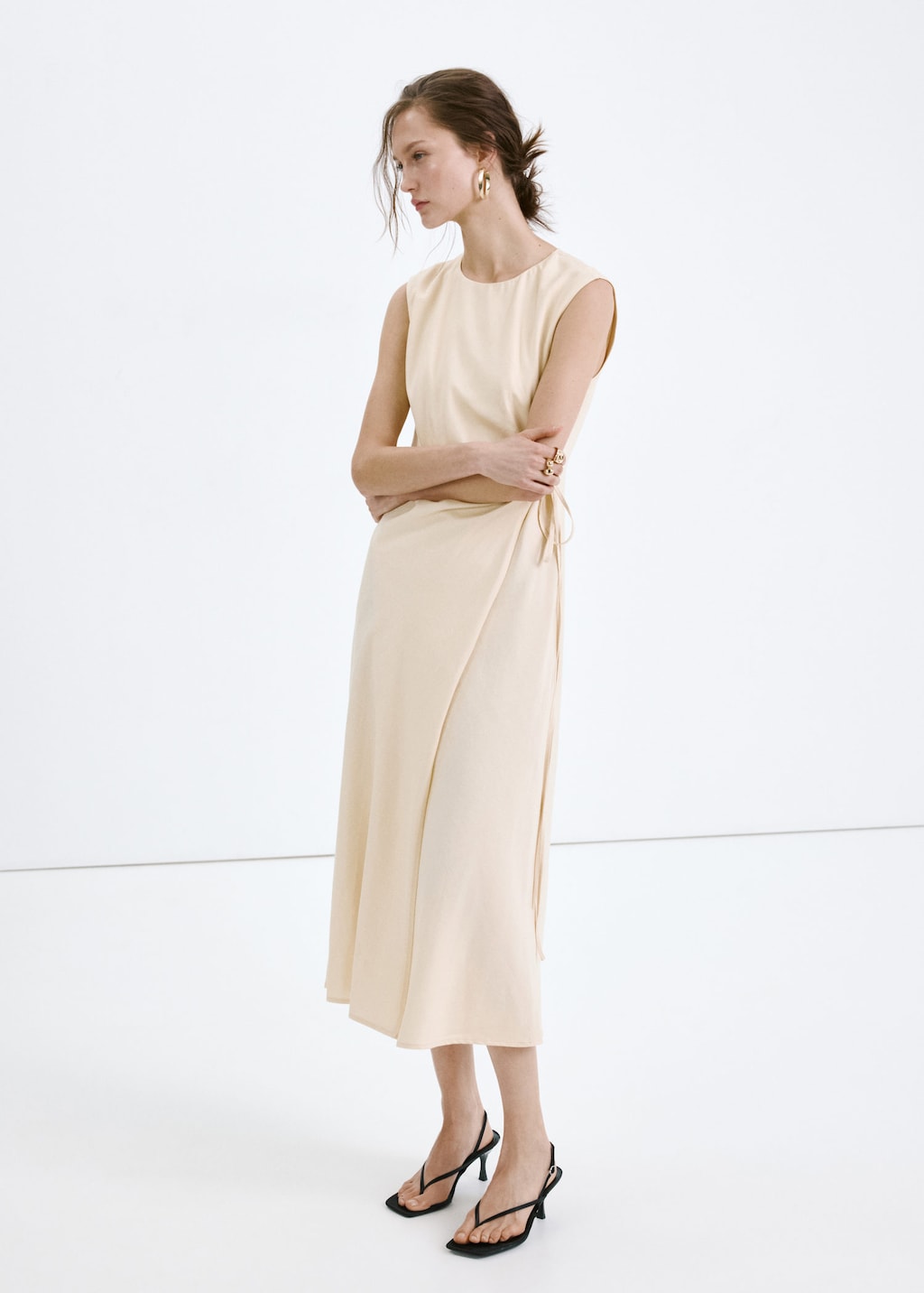 Mango Robe Midi Nouée Vanille - Femme - 4xl -  In Neutral