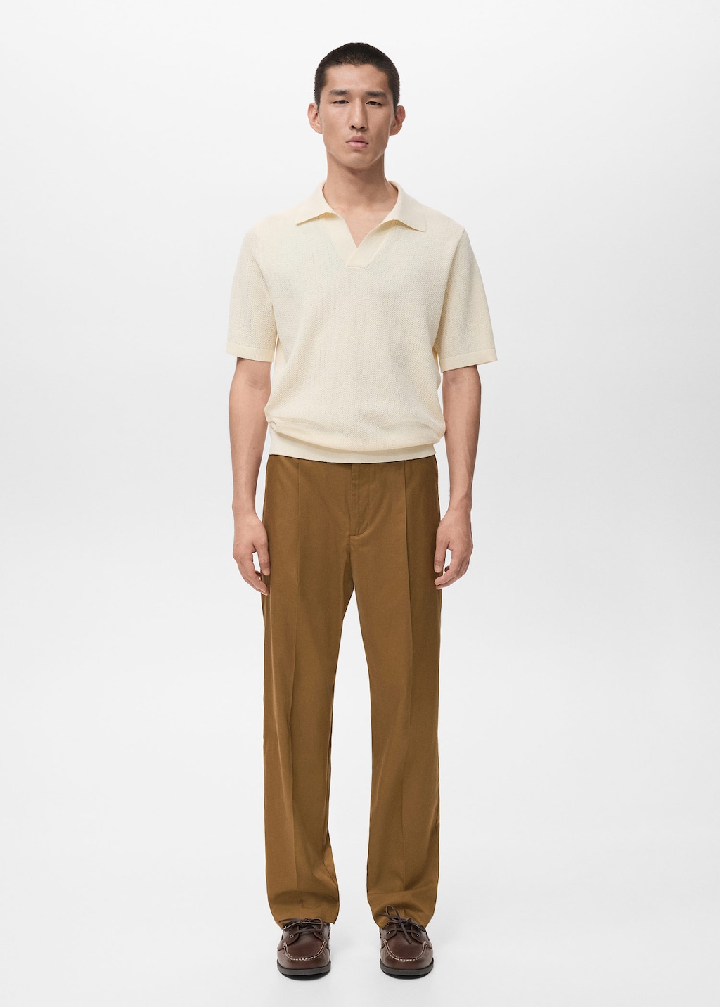 Mango Man Regular-fit Pleated Flowy Trousers Brown
