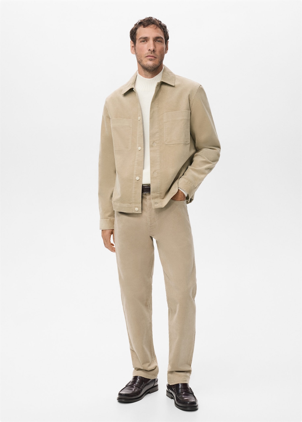 Mango Man Corduroy Regular-fit Trousers Sand In Neutral