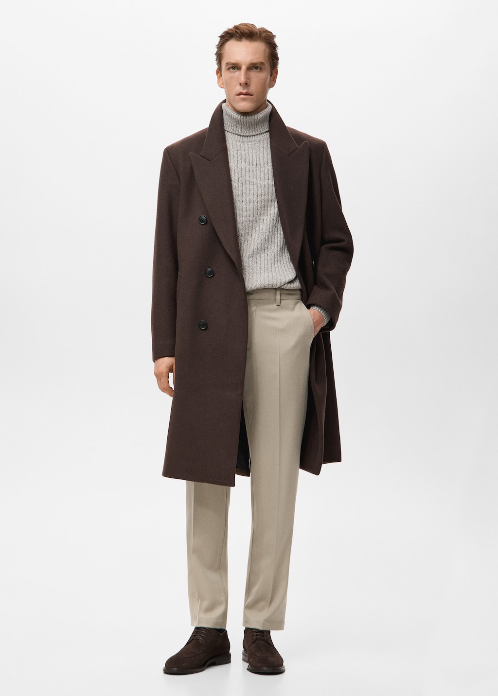 Mango Man Fluid Regular-fit Trousers Sand