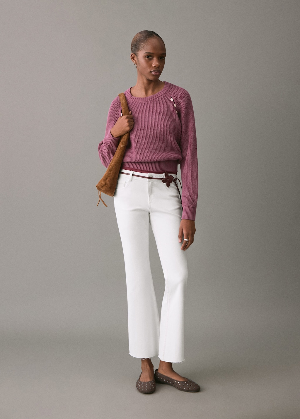 Mango Teen Crop Flared Jeans Off White In Multi