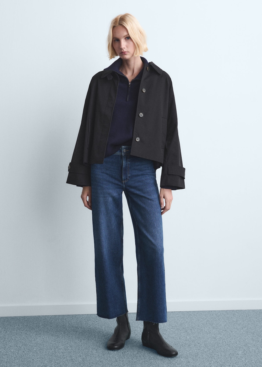 Mango Catherin Culotte High-rise Jeans In Blue