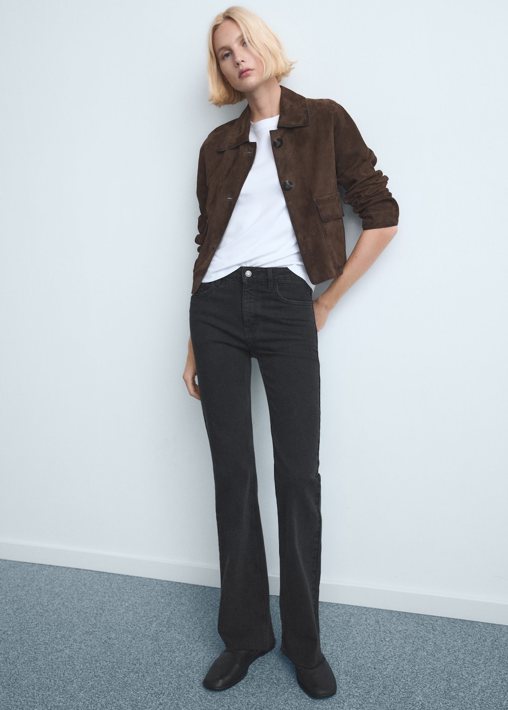 Mango Fiona Flared Mid-rise Jeans In Black